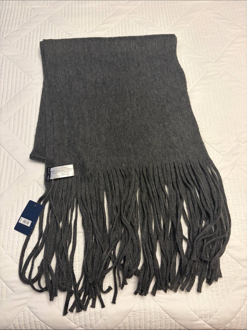 Lucky Brand Charcoal Gray Fringe Scarf